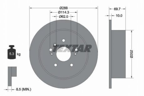 Диск тормозной (задний) Lexus RX II 03-08 (288x10) TEXTAR 92171603 (фото 1)
