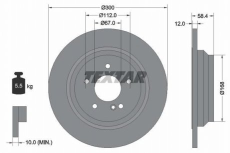 Диск тормозной (задний) MB S-class (W221) 2.1D-5.5 05-13 (300x12) TEXTAR 92176503