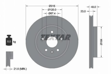 Диск тормозной (задний) Opel Insignia A 08- (315x23) TEXTAR 92187303