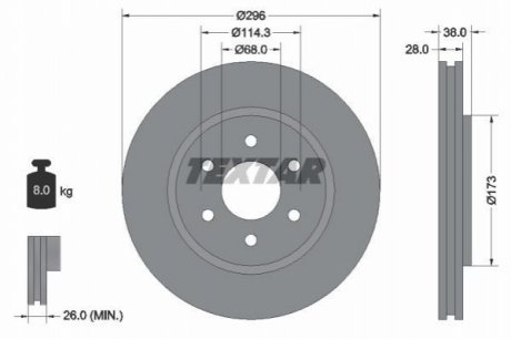 Диск тормозной (передний) Nissan Navara/ Pathfinder III 05- (296x28) TEXTAR 92199603 (фото 1)