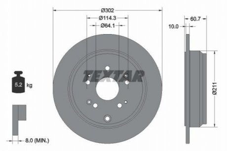 Диск тормозной (задний) Honda CR-V IV 12-16 (302x10) TEXTAR 92227203 (фото 1)