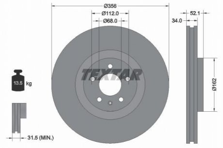 Диск тормозной (передний) Audi A6/A7 Sportback 10- (356х34) TEXTAR 92238205