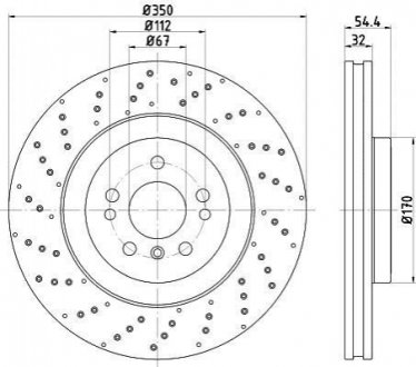 Диск тормозной (передний) MB M-class (W166) 11-15/GLE (W166) 15-19 (350x32) TEXTAR 92254405 (фото 1)