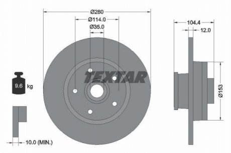 Диск тормозной (задний) Renault Trafic 1.6 dCi 14- (280x12) TEXTAR 92268903