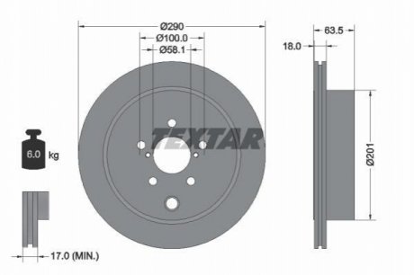 Диск тормозной (задний) Subaru Outback/Impreza 07- (290x18) TEXTAR 92270903 (фото 1)