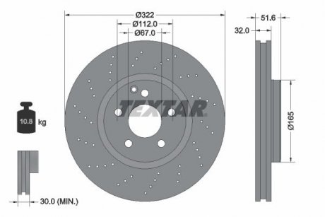 Диск тормозной (передний) MB CLS (C218) 11- (322x32) TEXTAR 92277705