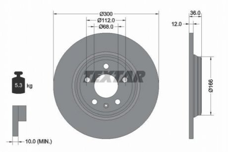 Диск тормозной (задний) Audi A4/A5/Q5 07-/A6/A7 11- (300x11.9) TEXTAR 92282803
