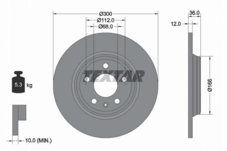 Диск тормозной (задний) Audi A4/A5/Q5 07-/A6/A7 11- (300x11.9) TEXTAR 92282803 (фото 1)