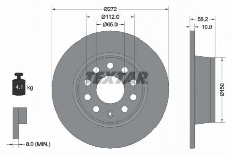 Диск тормозной (задний) Audi Q2/Skoda Karoq/Octavia 18- (272x10) TEXTAR 92300003