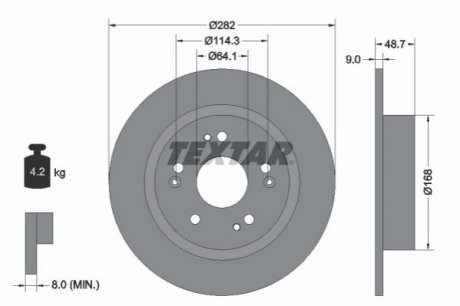 Диск тормозной (задний) Honda Accord VIII 08- (282x9) TEXTAR 92301603 (фото 1)