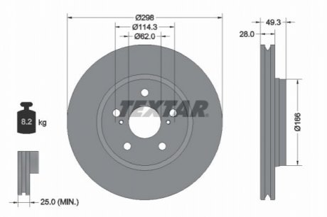 Диск тормозной (передний) Toyota C-HR 16- (298x28) TEXTAR 92315703