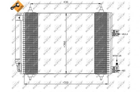 Радиатор кондиционера Citroen C5/Peugeot 307 1.4-3.0/2.0HDI 00-09 NRF 35443