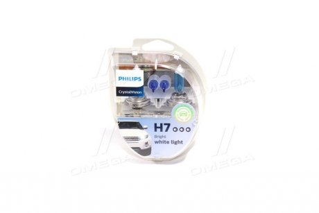 Лампа розжарювання H7 12V 55W PX26d Cristal Vision + 2x W5W 4300K (вир-во) PHILIPS 12972CVS2