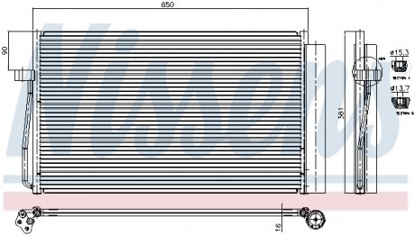Радиатор кондиционера BMW 5 (E60/E61/E63)/7 (E65/E66/E67) 2.0D-4.4D 02-10 NISSENS 94747 (фото 1)