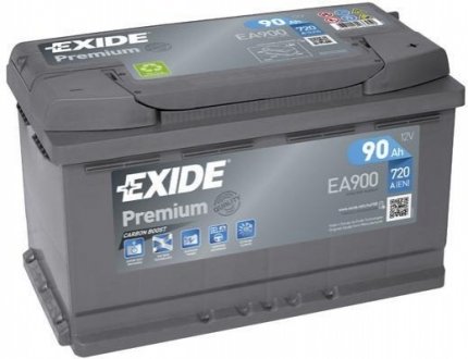 Акумуляторна батарея 90Ah/720A (315x175x190/+R/B01) Premium EXIDE EA900 (фото 1)
