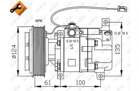 Компресор кондиціонера MAZDA 3 1.6 04- (вир-во) NRF 32233 (фото 1)