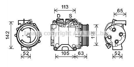 Компрессор кондиционера Honda Accord 2.0/2.4 03-08 AVA COOLING HDAK238 (фото 1)