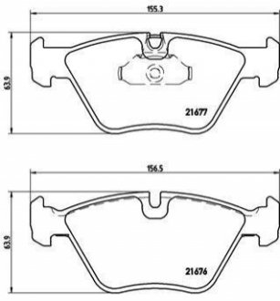 Колодки тормозные (передние) BMW 5 (E39) 96-04/3 (E46) 00-06 BREMBO P06022 (фото 1)