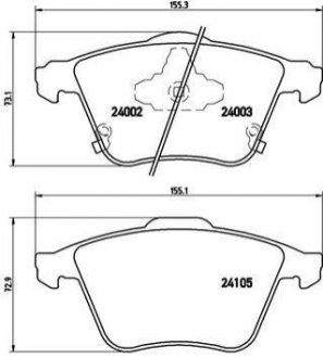 Колодки тормозные передние MAZDA 6 02- BREMBO P49038