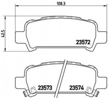 Колодки тормозные (задние) Subaru Forester 98-08/Impreza 00-09/Legacy II/III 94-03/Outback 00-03 BREMBO P78011 (фото 1)