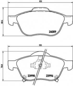 Колодки тормозные (передние) Toyota Avensis 97-03 BREMBO P83043
