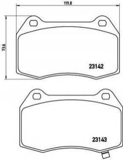 Колодки тормозные (передние/задние) Honda Civic 05-11/Dodge Challenger III 07-/Infiniti G III 02- BREMBO P56047