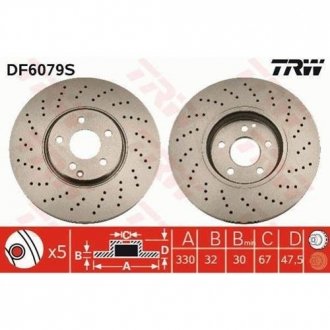 Диск тормозной (передний) MB E-class (W211/S211) 03-09 (330x32) TRW DF6079S