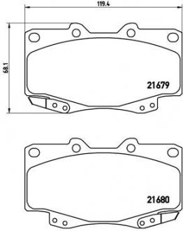 Колодки тормозные (передние) Toyota Hilux 05-15 BREMBO P83069