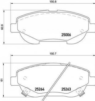 Колодки тормозные (передние) Toyota Avensis 08-18/Verso 09-18 BREMBO P83148