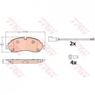 Колодки тормозные (передние) Ford Tourneo Custom/Transit Custom/Transit V363 12- (спарка) TRW GDB2117