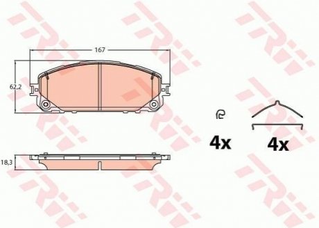 Колодки тормозные (передние) Jeep Cherokee 13- TRW GDB2142