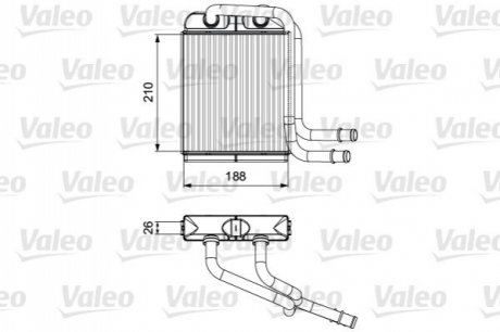 Радиатор печки VW T5/T6 1.9-3.2D 00- Valeo 811524 (фото 1)