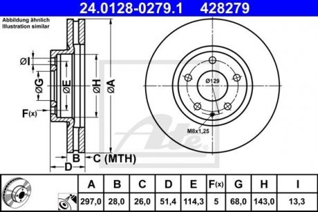 Диск тормозной (передний) Mazda 6 13-/CX-5 12-17 (297x28) ATE 24.0128-0279.1 (фото 1)