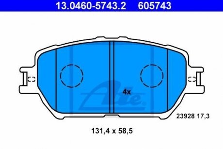 Колодки тормозные (передние) Toyota Camry 01-06 ATE 13.0460-5743.2