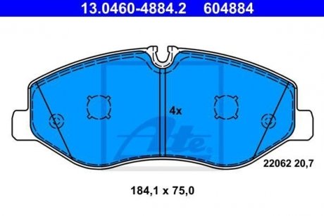 Колодки тормозные (передние) MB Vito (W447) 14- ATE 13.0460-4884.2