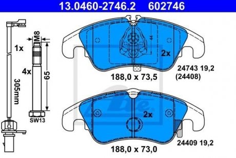 Колодки тормозные (передние) Audi A4/A5 07- ATE 13.0460-2746.2