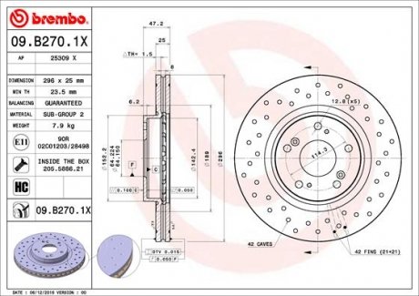 Автозапчасть BREMBO 09.B270.1X