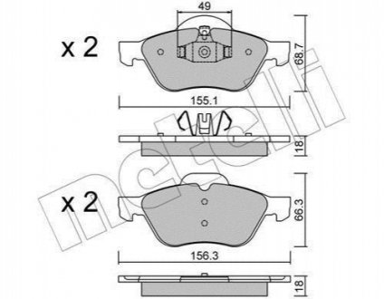 Колодки тормозные (передние) Renault Clio III 06-14/Megane II 02-/Scenic II 03- Metelli 22-0335-1