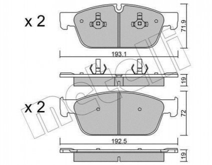 Колодки гальмівні (передні) MB M-class/GLE (W166) 11-18/GL-class (X166) 12-19 Metelli 22-0967-0