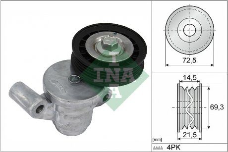 Натяжник ременя генератора Ford Transit Connect 2.5 Duratec 13- (72.5x21.5) INA 534 0705 10