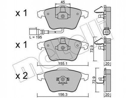 Колодки тормозные (передние) VW Passat 05-10/Skoda Superb 08-15 Metelli 22-0549-2