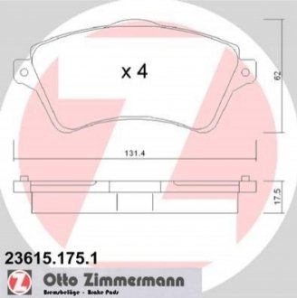 Колодки тормозные (передние) Land Rover Freelander 98-06 ZIMMERMANN 23615.175.1