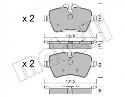 Колодки тормозные (передние) Mini (R50/R53/R52/R56/R57/R58/R59) 01-16 Metelli 22-0768-0