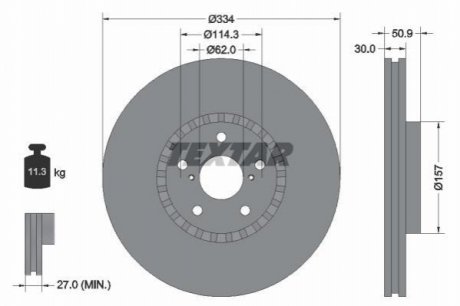 Диск тормозной (передний) Lexus GS 05-/IS 09- (R) (334x30) TEXTAR 92147903