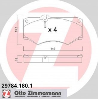 Колодки тормозные (передние) MB 207-410D ZIMMERMANN 29784.180.1