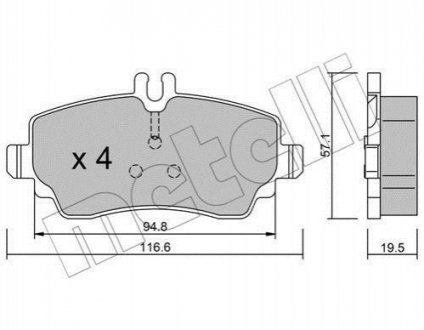 Колодки тормозные (передние) MB Vaneo (W414) 02-05 Metelli 22-0310-1