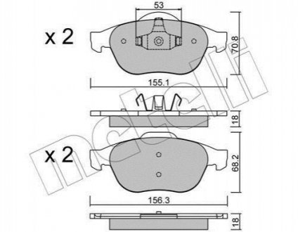 Колодки тормозные (передние) Renault Megane II 04-09/Scenic II/III/Grand Scenic II/III 03- Metelli 22-0336-0 (фото 1)