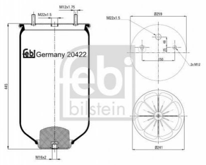 Пневмоподушка підвіски без поршня FEBI BILSTEIN 20422