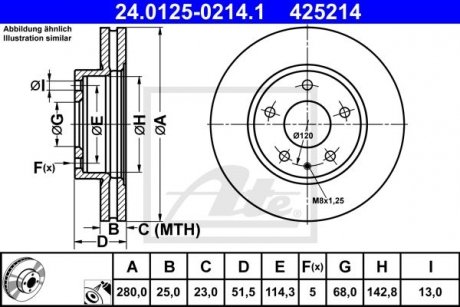 Диск тормозной (передний) Mazda 3 1.5D/2.0/2.2D 13-/CX-3 15- (295x25) ATE 24.0125-0214.1