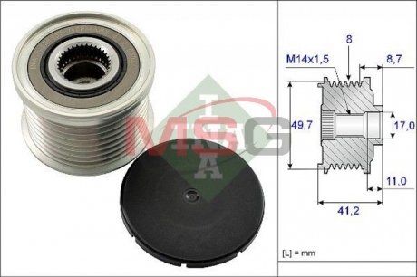 Шків генератора BMW 3 (F30/F80)/5 (F10)/X3 (F25) 09-16, N55 B30 A INA 535 0141 10 (фото 1)